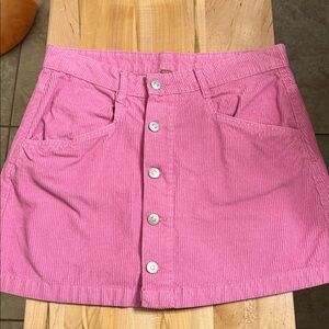 Free People Pink Button-Front Mini Skirt